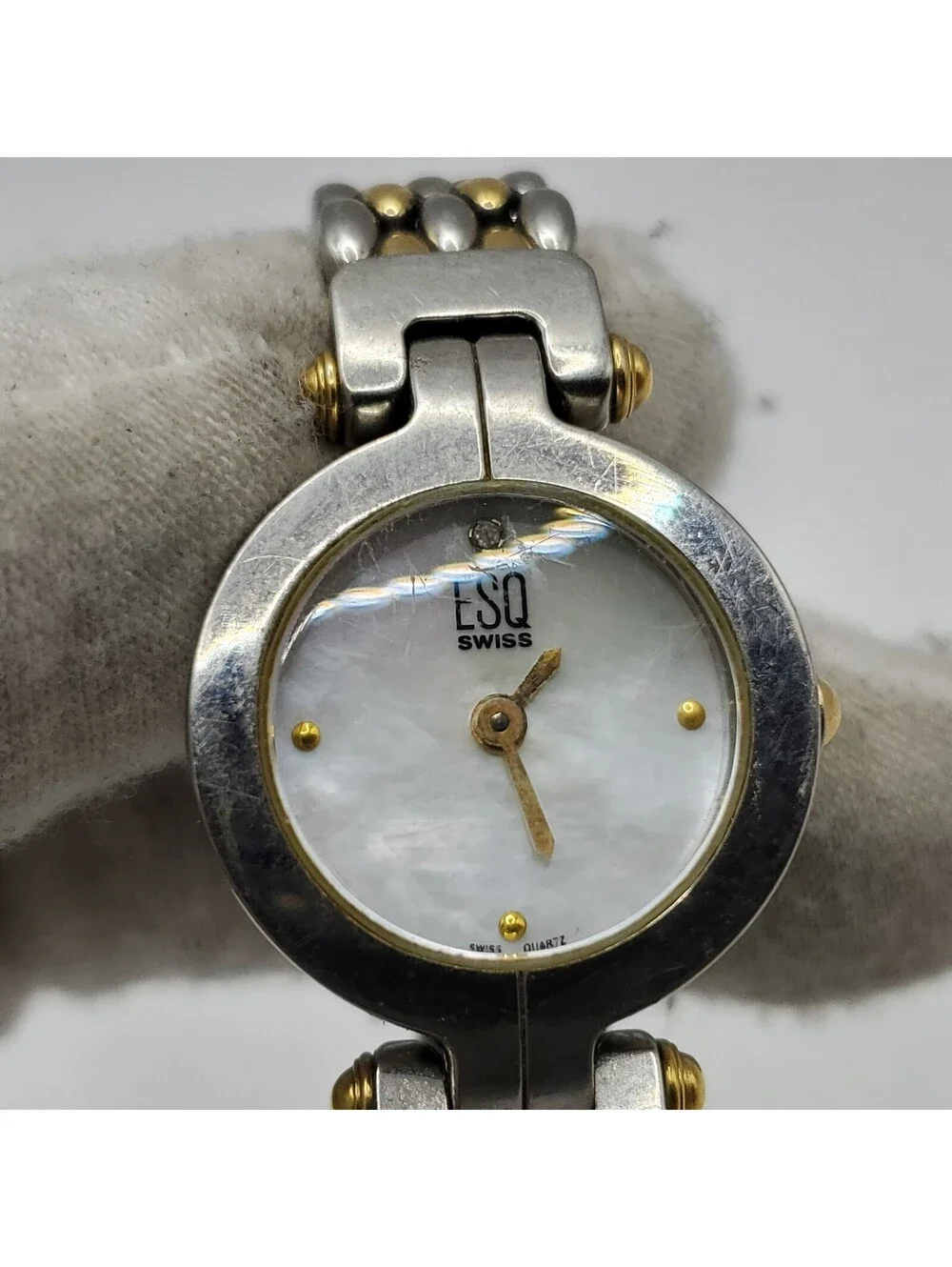 ESQ Swiss Quartz Watch Women MOP Dial For Parts Or Repair